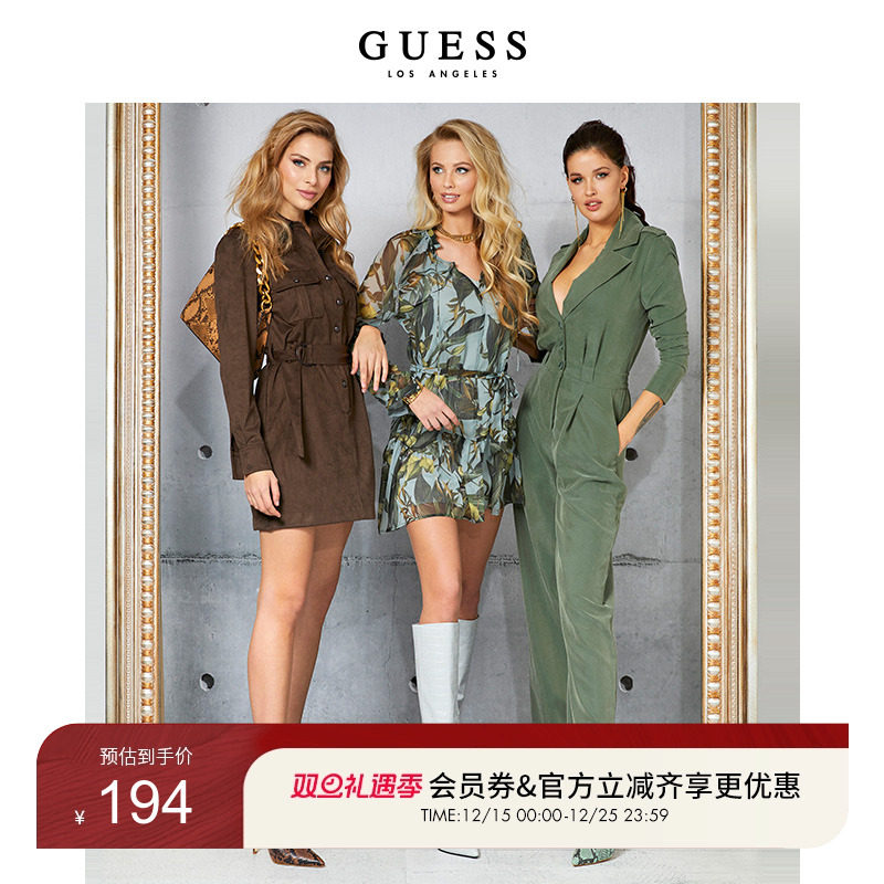 Guess蝴蝶结收腰连衣裙