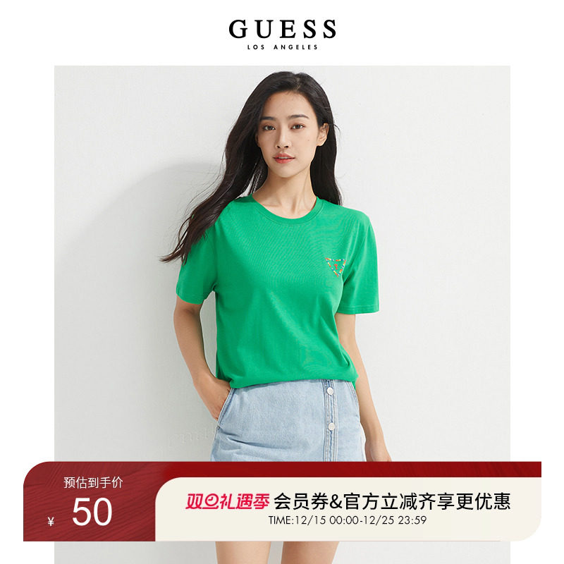 GUESS纯棉潮流港风男女同款短袖