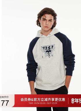 GUESS男女同款运动拼色插肩长袖卫衣-M4PP40K2Q40