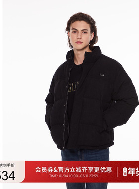 GUESS男士日常休闲百搭立领绗缝羽绒服-MO4W9895K