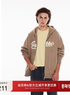 GUESS 男士简约logo设计连帽开衫卫衣-X4PP40K2Q40