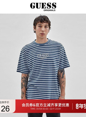 GUESS Originals 情侣装条纹宽松短袖T恤-M2RI39K9XF3