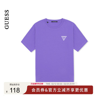 GUESS男女同款纯色休闲运动圆领短袖T恤-NP2K9402