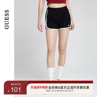 GUESS女士撞色罗纹印花简约运动短裤 W4PD1SK2Q40