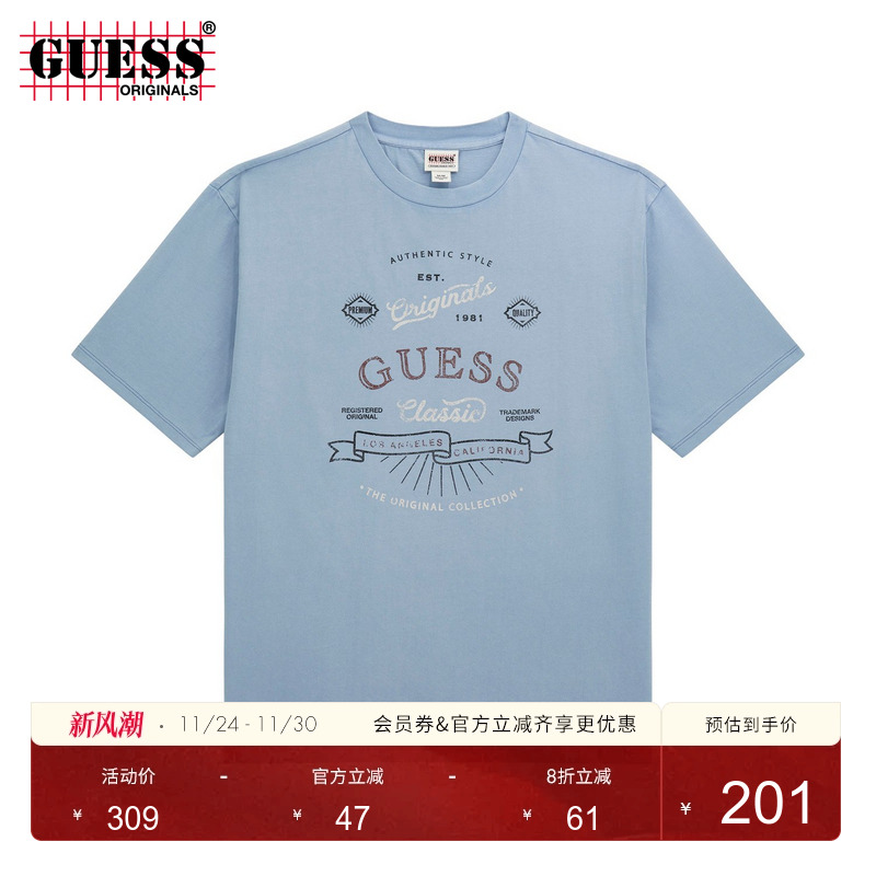 GUESSOriginals休闲圆领短袖T恤