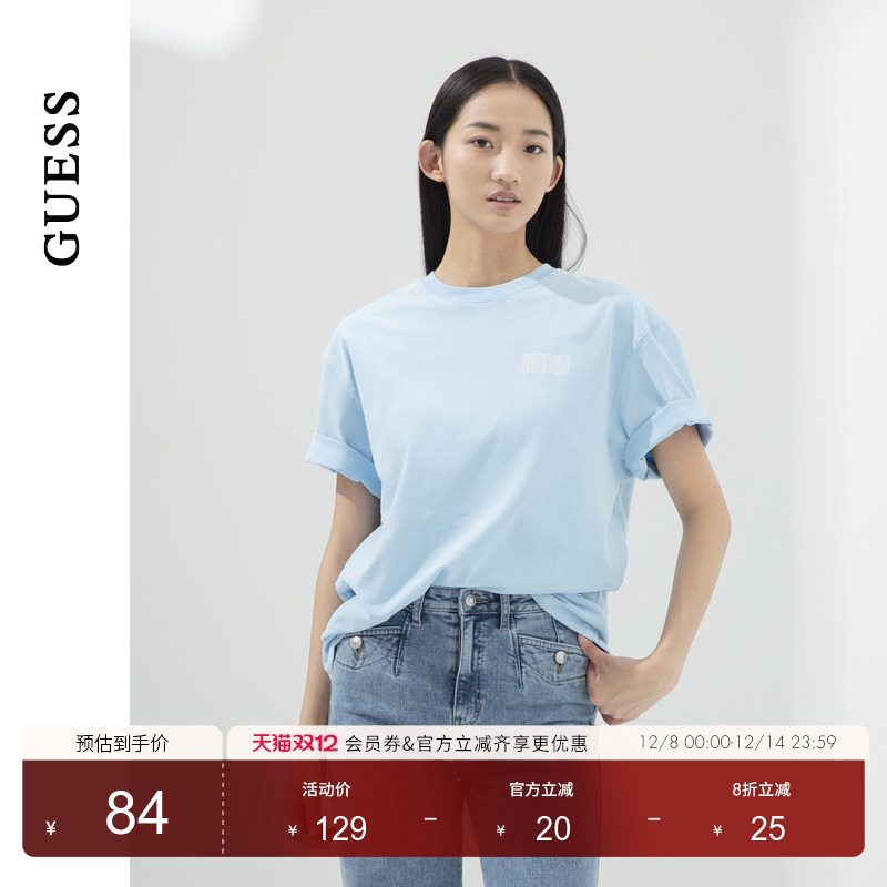 GUESS男女同款简约款式百搭纯棉短袖T恤-X4PI13K2Q40
