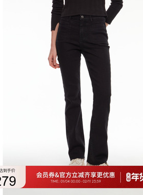 GUESS 女士美式设计水洗直筒牛仔裤-Q4PA92D51V0