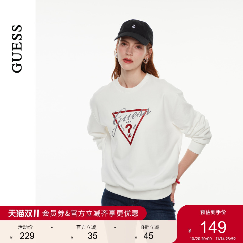 GUESS三角logo休闲长袖卫衣