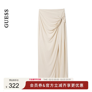 GUESS25年新款春季女士气质典雅褶皱设计半身长裙-W5GD0EKAQL2