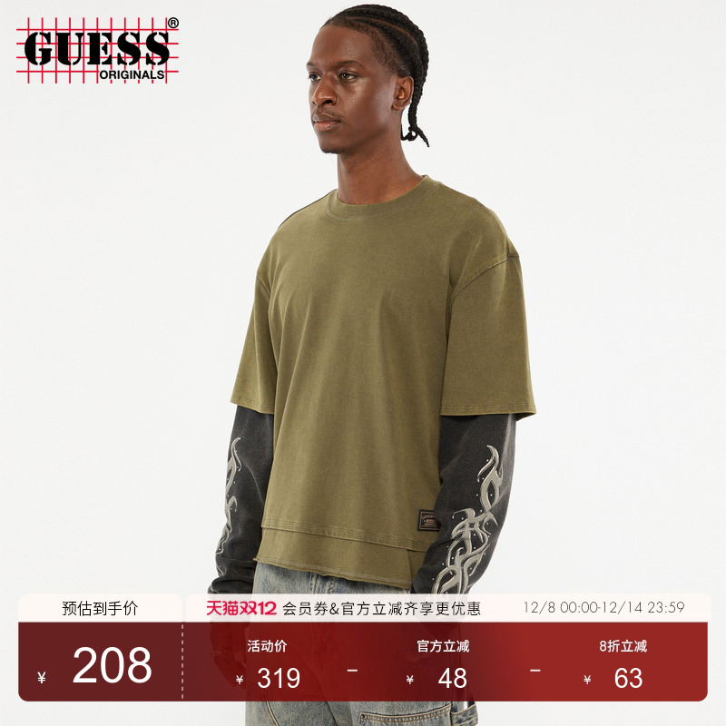 GUESSOriginals假两件长袖T恤