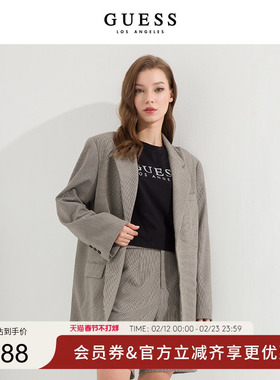 GUESS职场流行休闲气质搭配灰色西装外套-W2PN21W35Y3