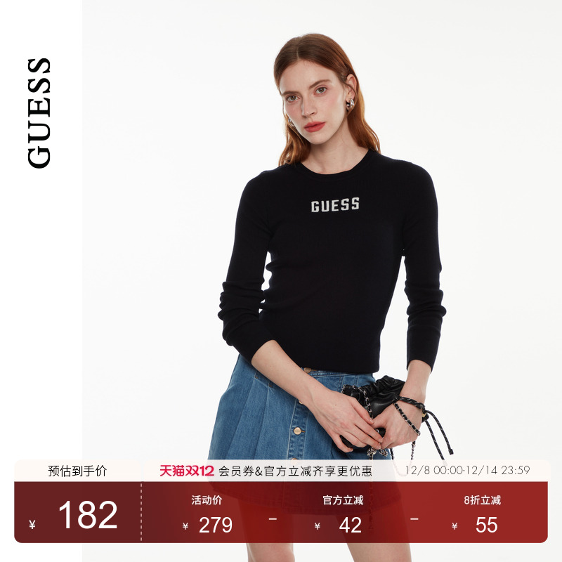 GUESS女士日常百搭修身气质羊毛针织衫-W4PR1PZ0W90