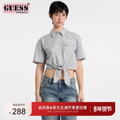 W5GH0MWH7Q1 衬衫 明星同款 GUESSOriginals夏女士露腰翻领短袖