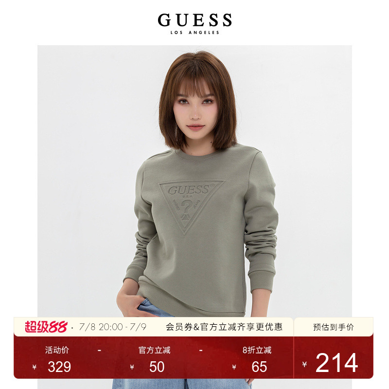 GUESS休闲时尚宽松圆领卫衣