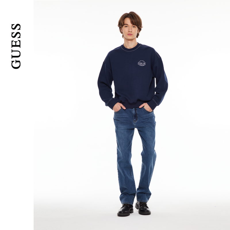 GUESS商务通勤微弹直筒牛仔长裤
