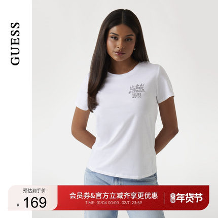 GUESS女士美式复古印花百搭正肩短袖T恤-W5GI53K9RM1