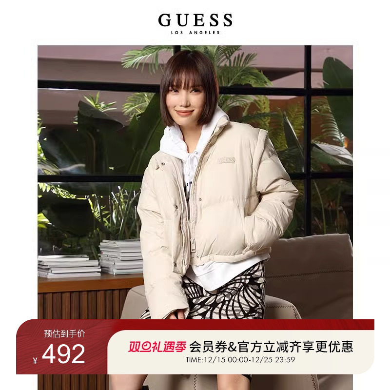 GUESS常规白鸭绒宽松时尚羽绒服