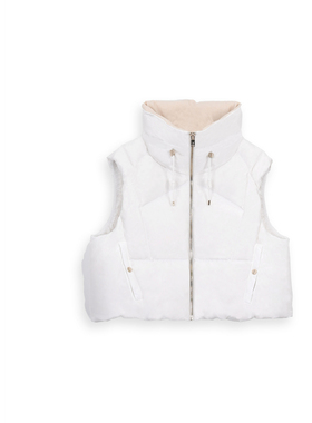 GUESS25年新款早秋女士短款立领拉链保暖背心羽绒马甲-YP4W5878