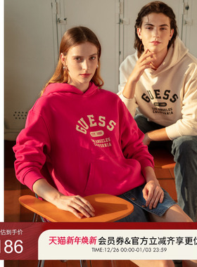 GUESS 女士经典撞色logo休闲长袖卫衣-W4PP84K2Q45