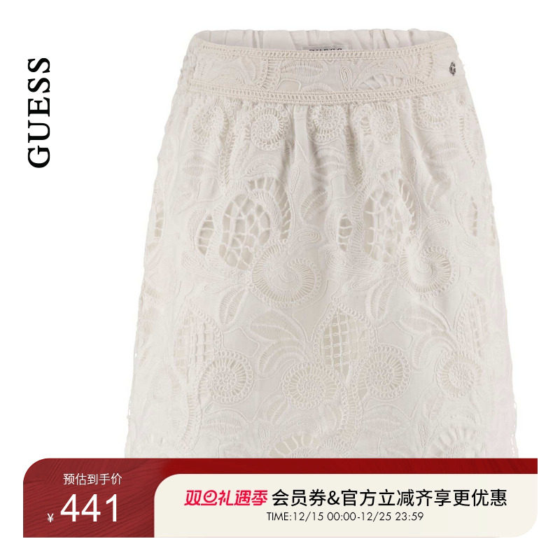 GUESS女士镂空蕾丝百搭纯欲半身短裙-W5GD1SWH521