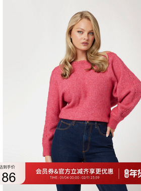 GUESS女士简约风居家休闲套头毛针织衫-W4BR0MZ3LG0