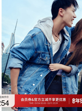 GUESS潮酷休闲可拆卸连帽牛仔外套夹克上衣-X3PN01D51V0