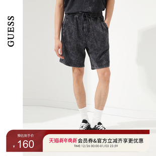 M4PD31K2Q40 logo水洗短裤 GUESS男士 纯棉烟灰色经典
