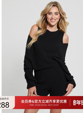 GUESS女士欧式性感宽松露肩针织连体裤-W4BD0UZ2V42