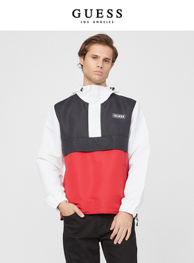 GUESS男士撞色休闲班拉链连帽时尚外套-X2BL01WF2D2