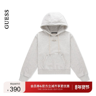 GUESS女士简约百搭纯色大口袋罗纹连帽卫衣-MP1K7443