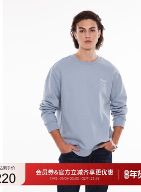 GUESS男士百搭纯色印花圆领套头加绒卫衣-MO4K9460