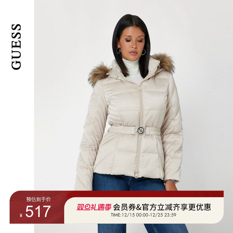 GUESS可拆卸毛领羽绒服