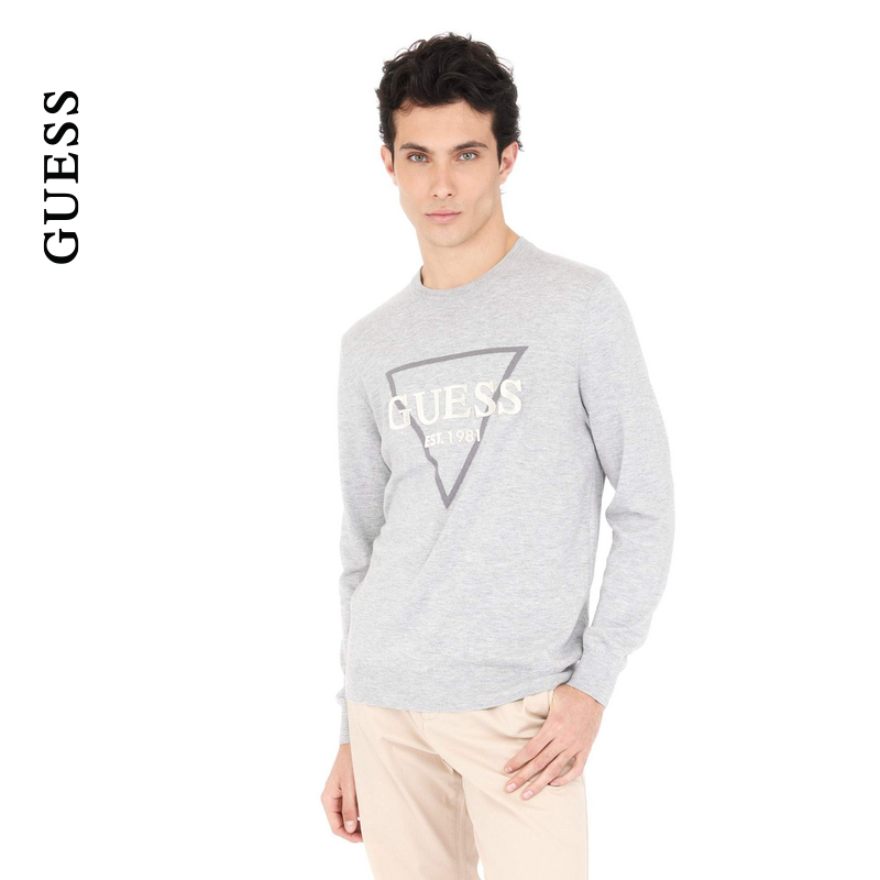 GUESS字母LOGO长袖圆领针织衫