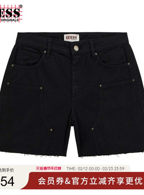 GUESS Originals25年新款夏季女士辣妹纯黑牛仔短裤-W5GD1NWGCVA
