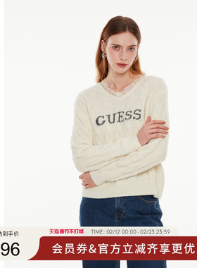 GUESS女士甜美蕾丝花边含羊毛针织衫-Q4PR63Z0W90