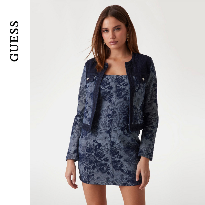 GUESS印花水洗牛仔夹克外套