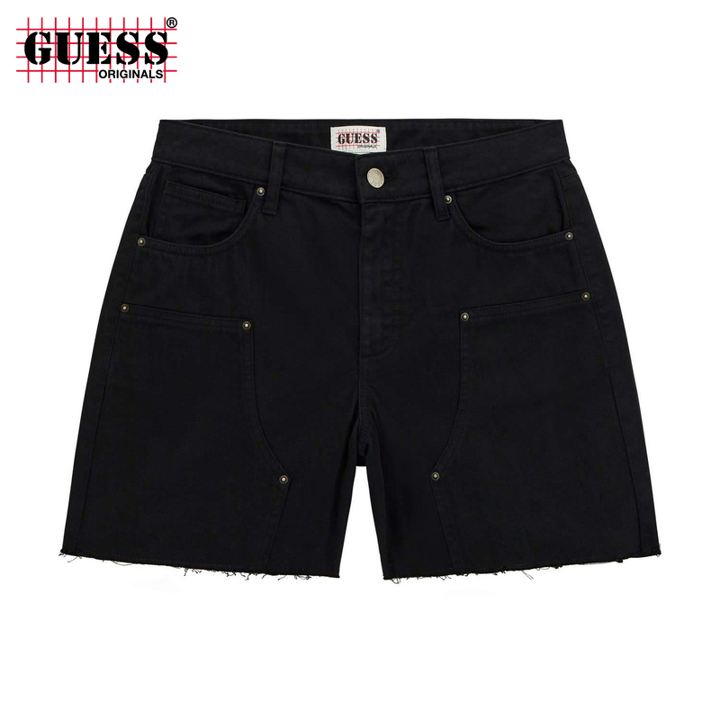 GUESS Originals25年新款夏季女士辣妹纯黑牛仔短裤-W5GD1NWGCVA