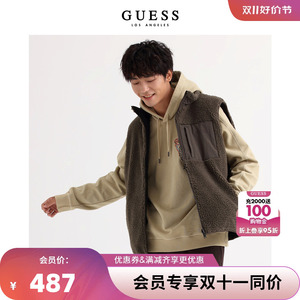 GUESS23年新款秋男士休闲倒三角logo仿羊羔毛背心-X3PN03W55R0