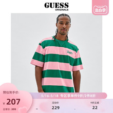 GUESS Originals 男女同款字母个性条纹T恤多巴胺-M2YI54K9XF1