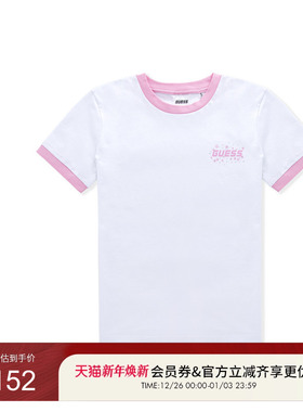 GUESS女士撞色百搭简约直通短袖T恤-V5GI11I3Z14