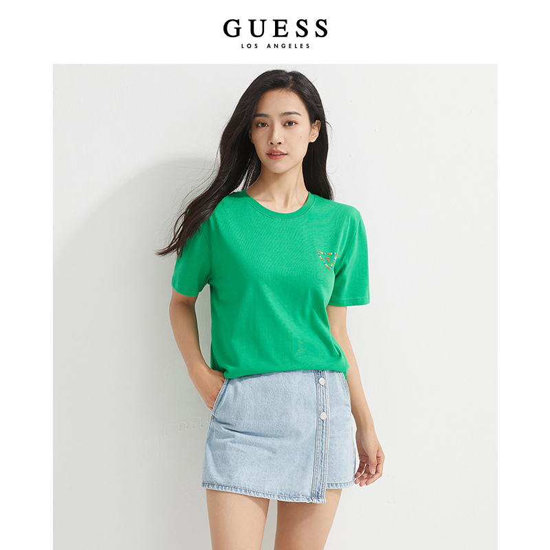 GUESS纯棉潮流港风男女同款短袖