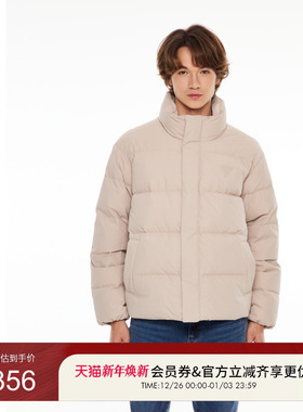 GUESS男士简约时尚立领短款休闲款面包服羽绒服外套M2BL958105Z