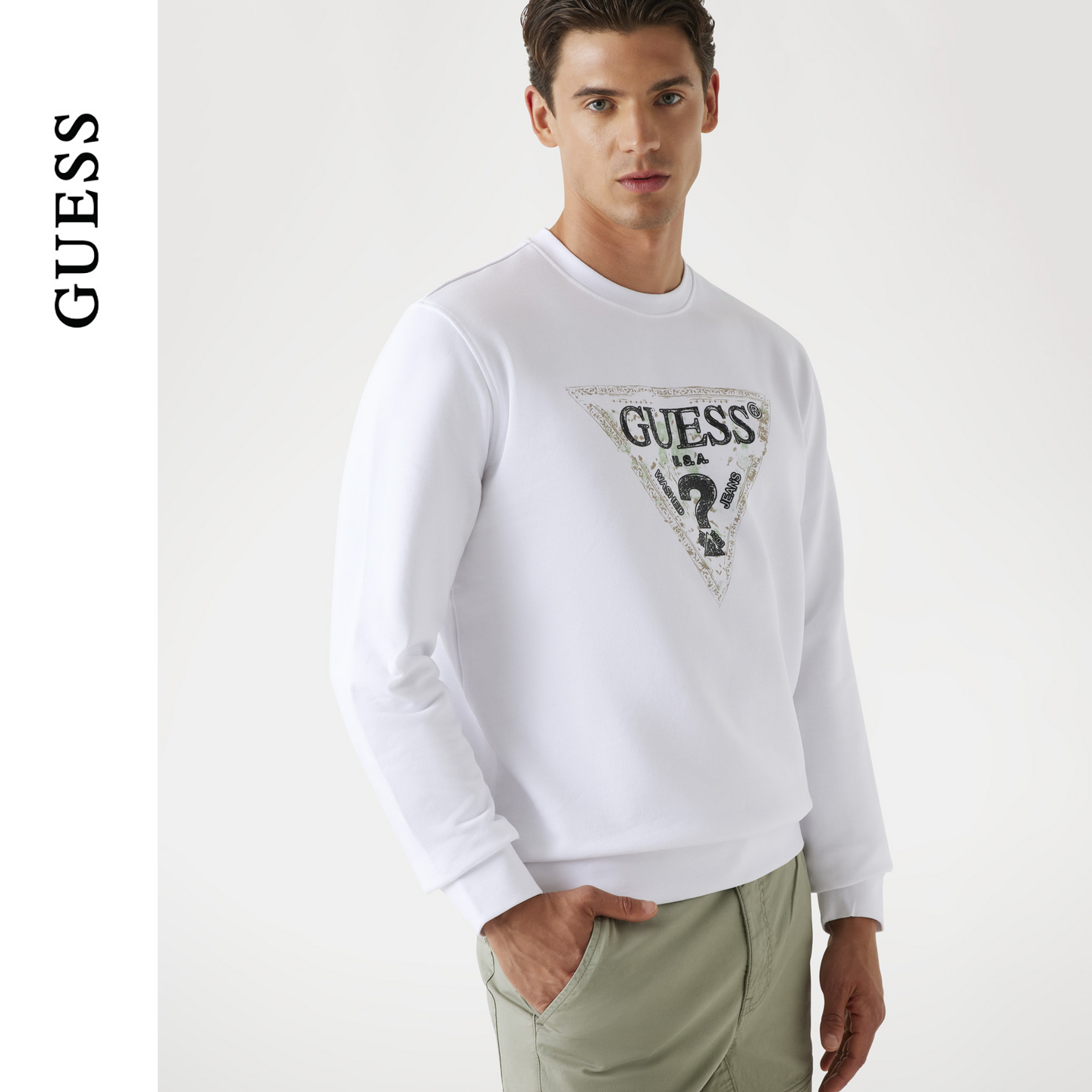 GUESS25年新款早秋男士简约圆领日常舒适时尚休闲T恤-M5YQ05K68I4