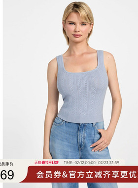 GUESS女士百搭针织纯色花纹吊带背心-W5YR02Z2ZK2