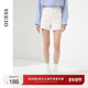 GUESS女士金属腰饰白金配色水洗短裤 W4PD1FD51V0