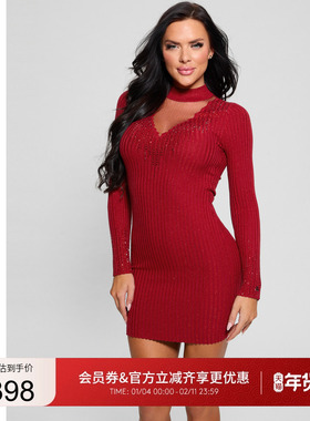 GUESS女士复古时尚舒适修身针织连衣裙-W5RK14Z2Y50