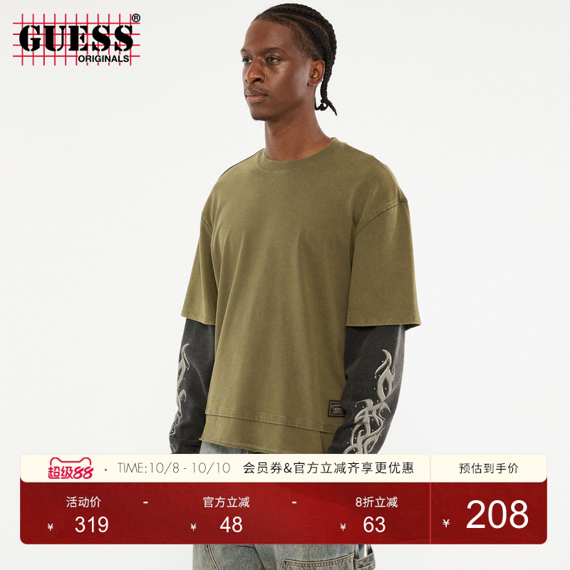 GUESSOriginals假两件长袖T恤