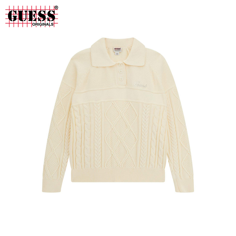 GUESS运动休闲套头翻领毛针织衫
