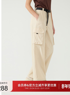 GUESS女士纯色简约口袋工装休闲长裤-Q5PA77W55R0