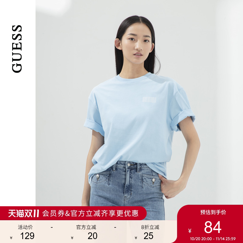 GUESS男女同款简约款式百搭纯棉短袖T恤-X4PI13K2Q40